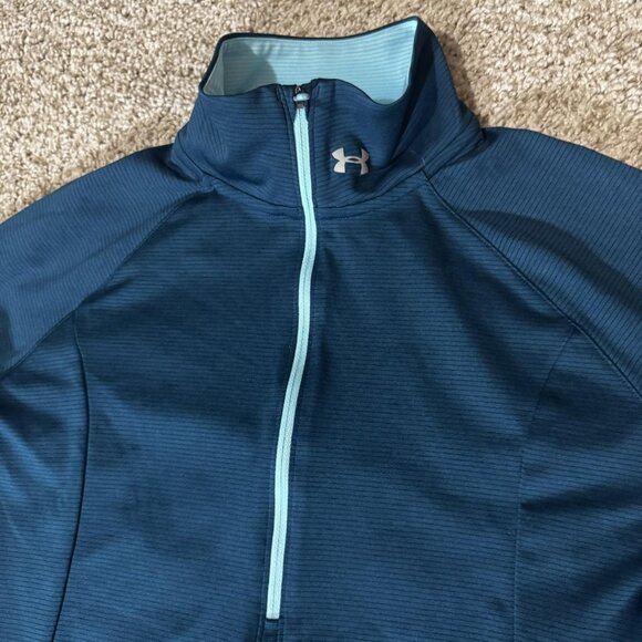 Under Armour Threadborne Shirt Womens Small Blue 1/4 Zip Pullover HeatGear - Picture 2 of 10